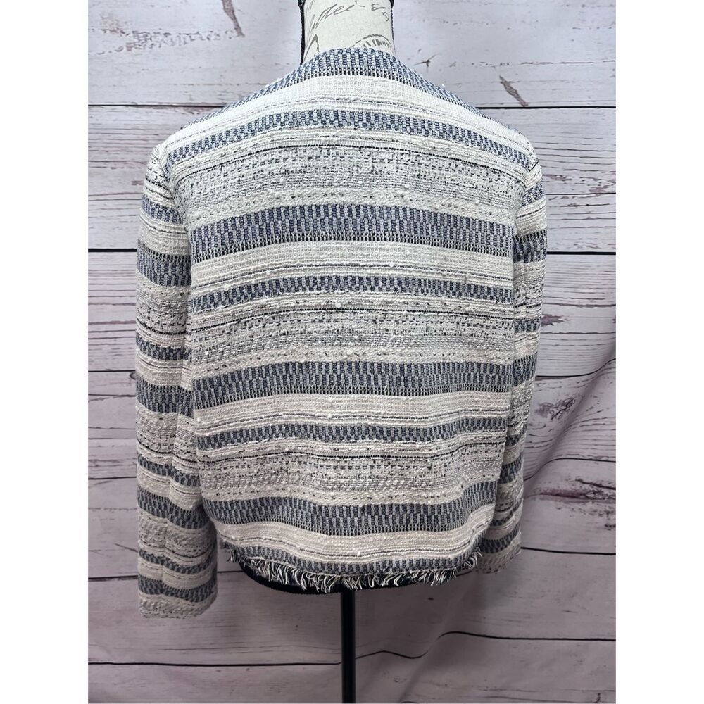 Vero Moda Fringe‎ Trim Textured Stripe Jacket Blazer Size Unknown - Picture 2 of 4